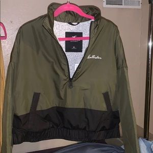 Olive green Hollister cropped windbreaker